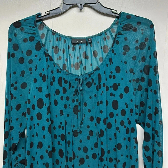 Apt.9 Semi Sheer Blue and Black polka dot - Picture 2 of 8